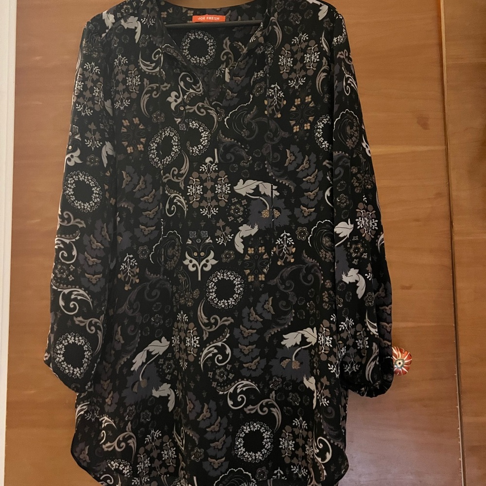 Joe Fresh Black and Gray Patterned Tunic